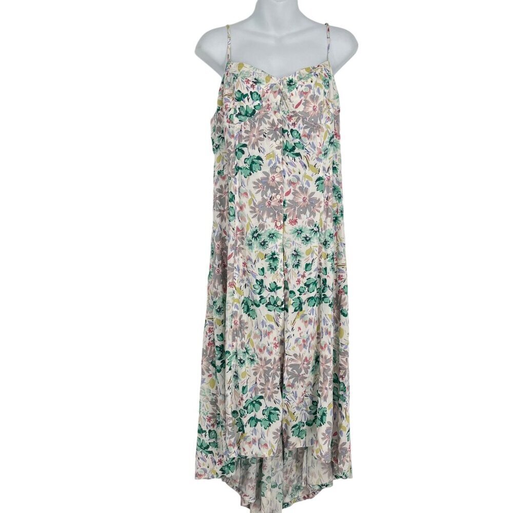 LC Lauren Conrad Floral Slip Dress in Cream with Green and Pink Print